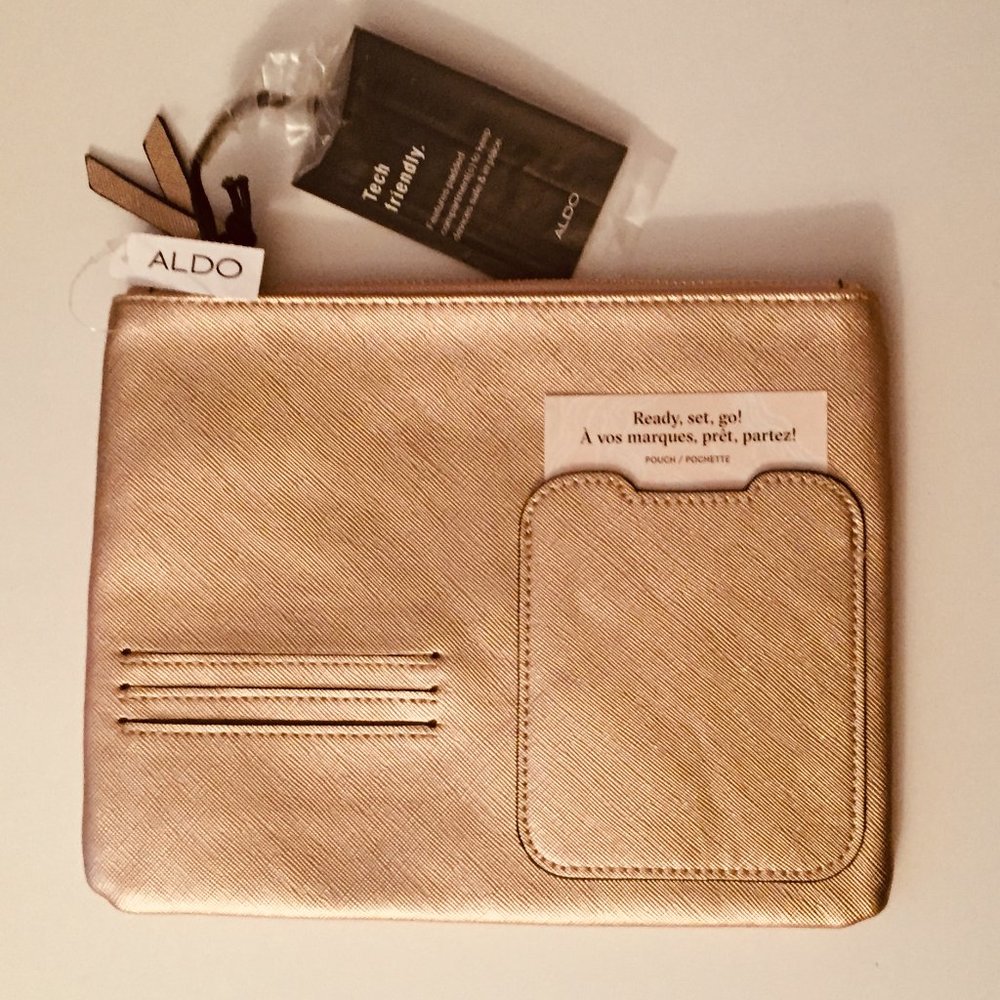 ALDO Rose Gold Tablet Bag and Card Holder With Zip